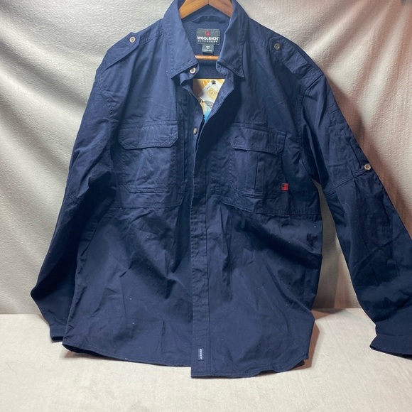 Woolrich navy blue button up shirt size extra large - Picture 1 of 5